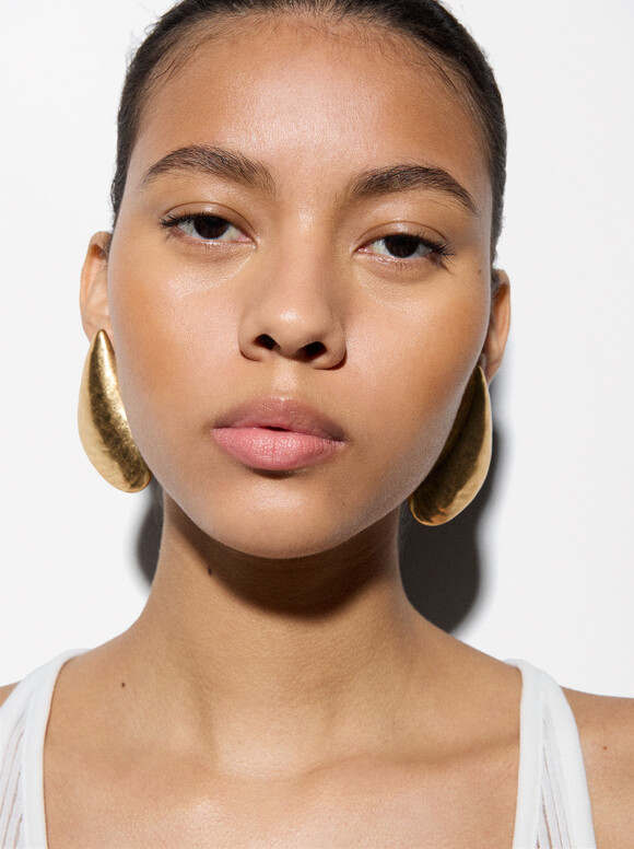 Golden Shell Earrings, Golden, hi-res
