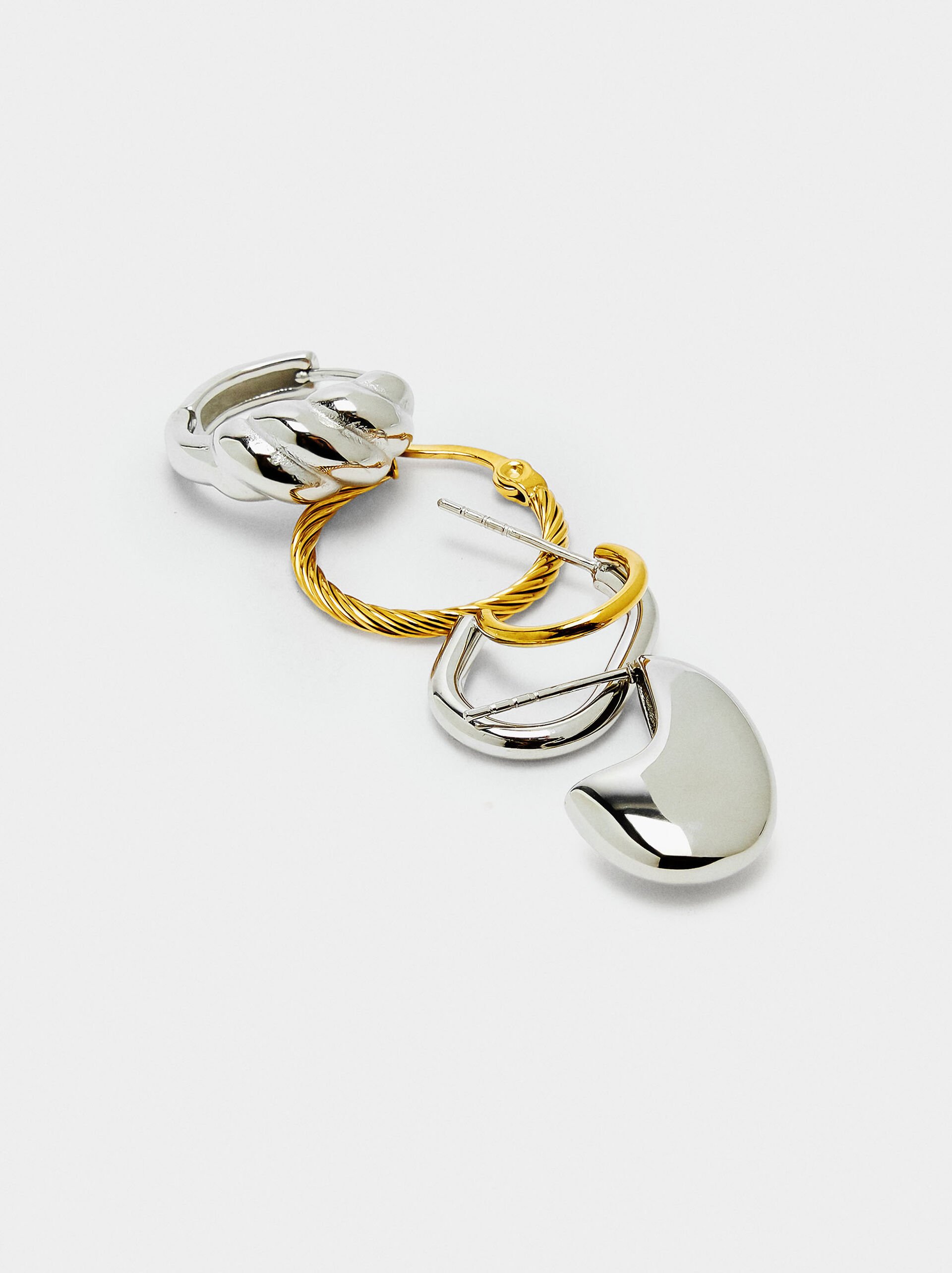 Bicolor hoop earrings set – stainless steel image number 1.0