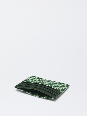 Printed Card Holder, Green, hi-res