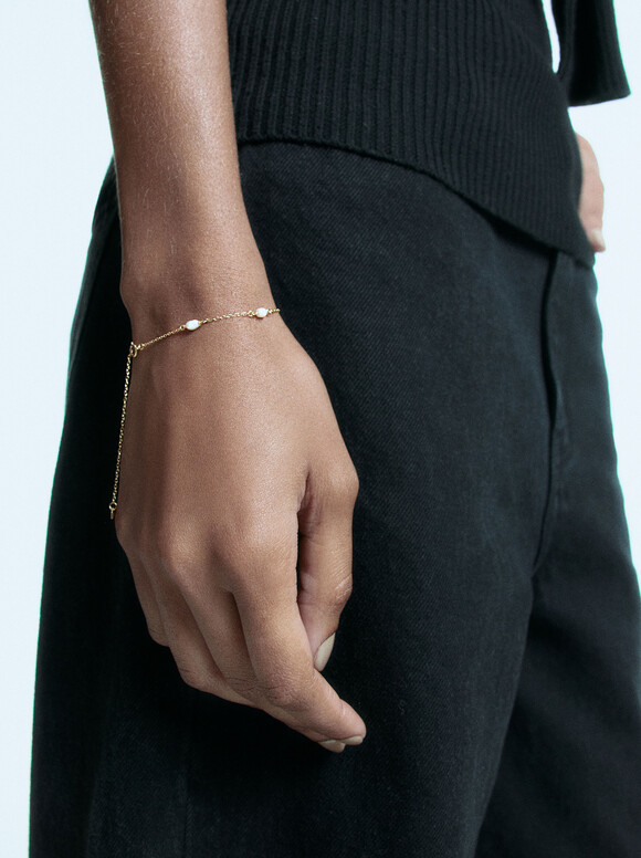 Pulsera De Plata 925 Con Perlas, Blanco, hi-res