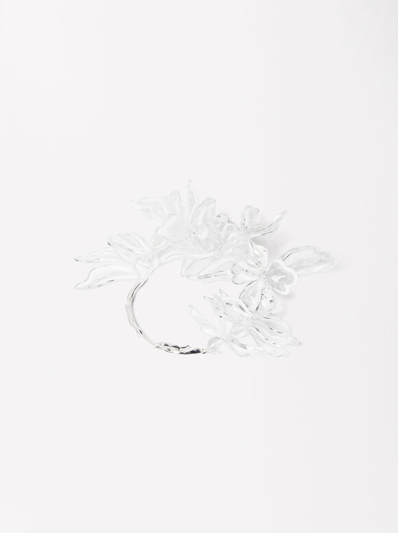 Online Exclusive - Silver Bracelet With Flowers, Silver, hi-res