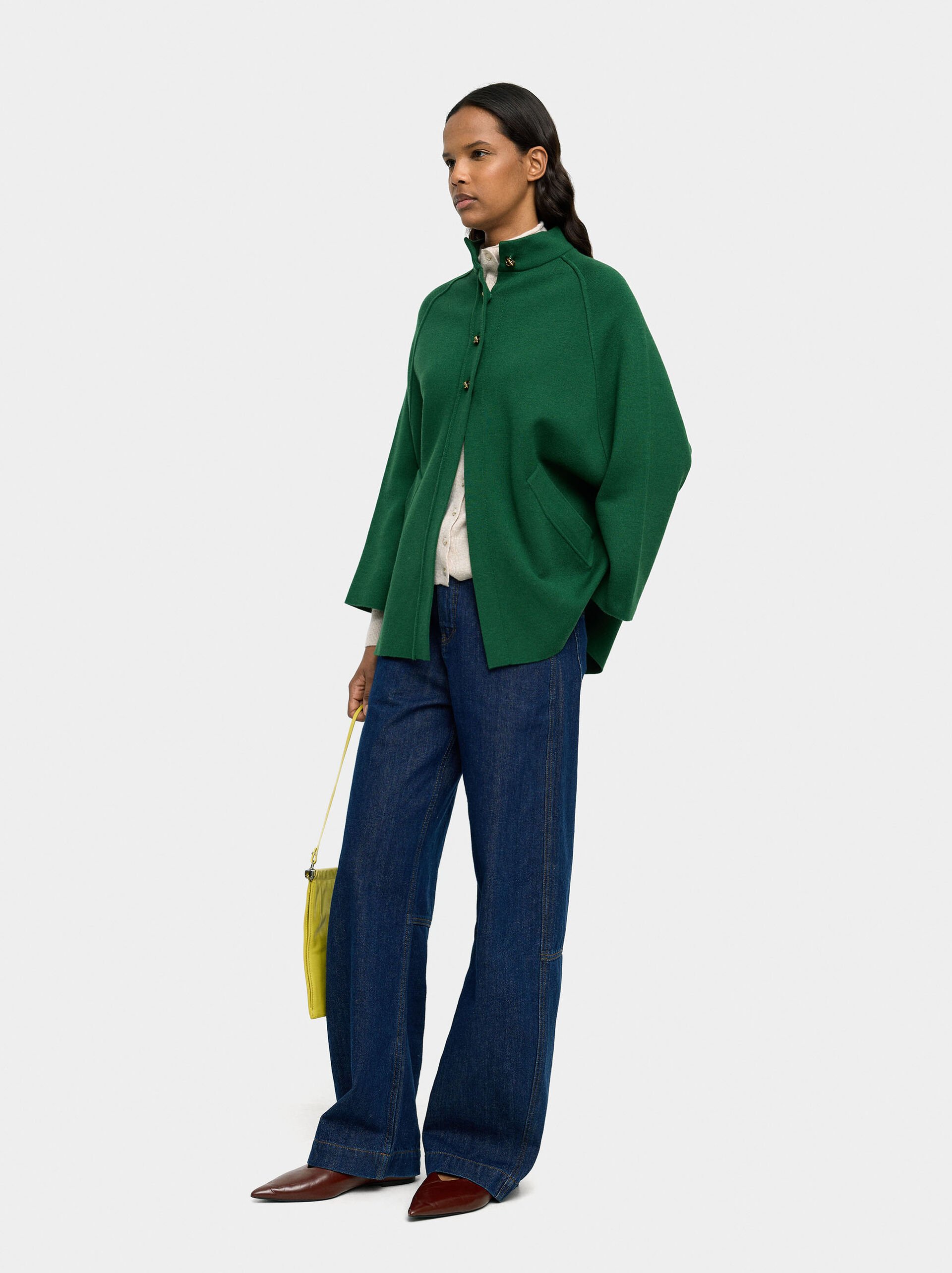 Knit poncho with high neck image number 0.0