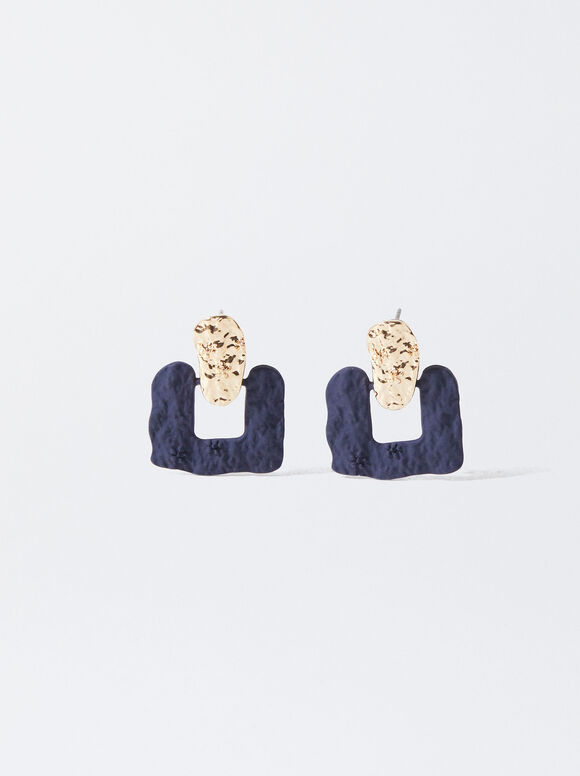 Earrings With Matte Effect, Blue, hi-res