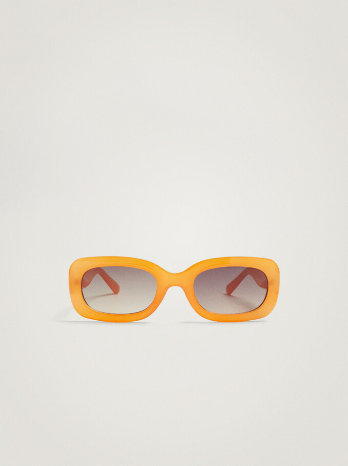 Sonnenbrille Mit Viereckigem Gestell, Orange, hi-res