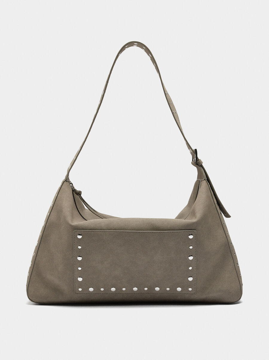 Leather-effect handbag with studs