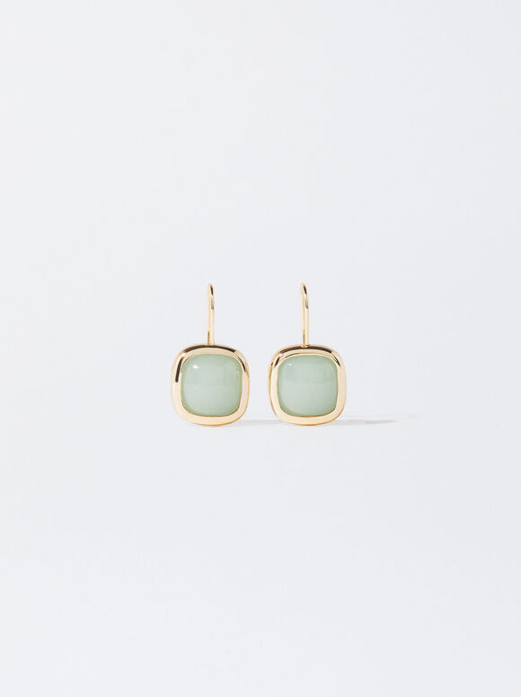 Golden Earrings With Resin, , hi-res