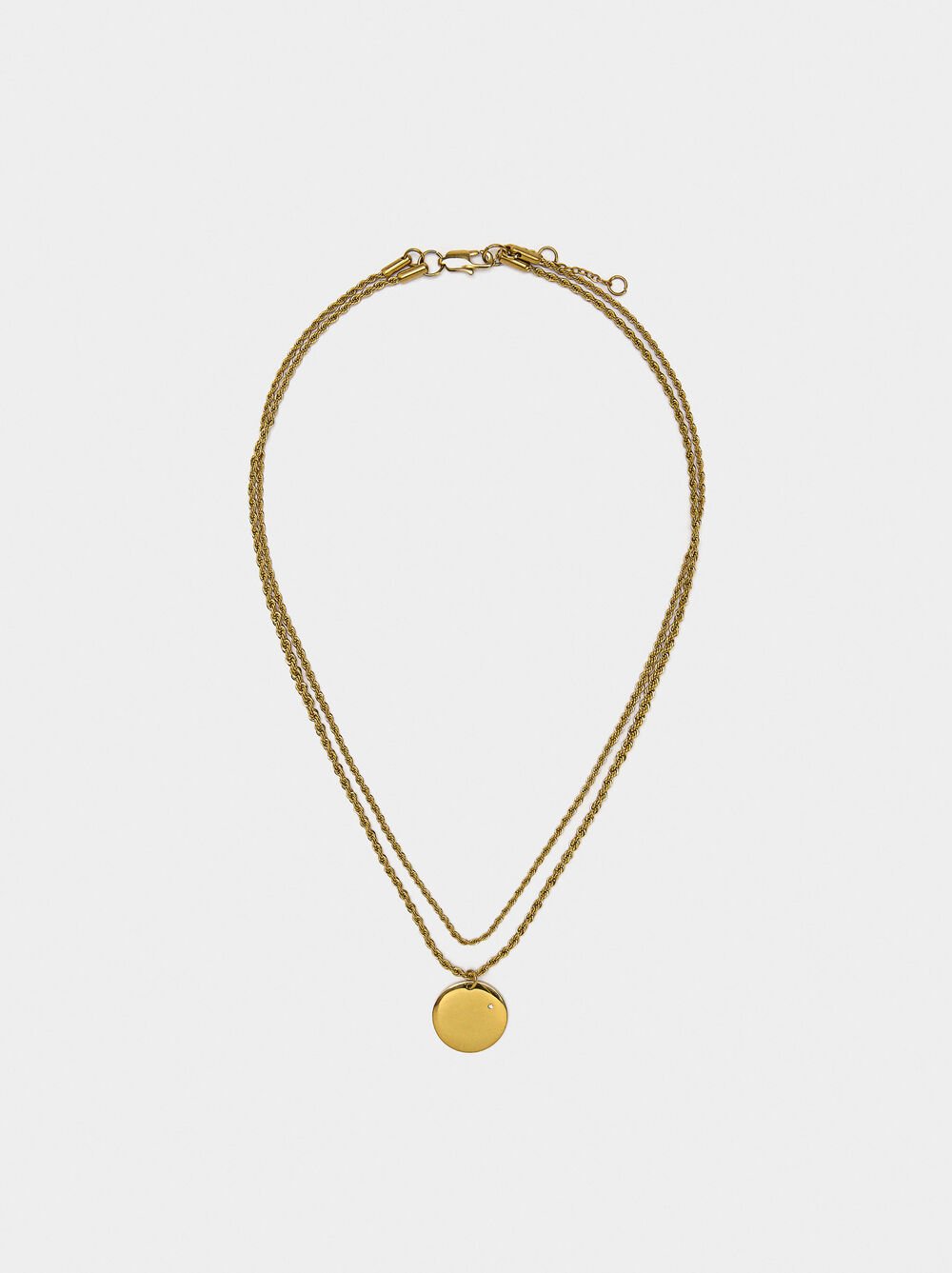 Double necklace with medal - stainless steel