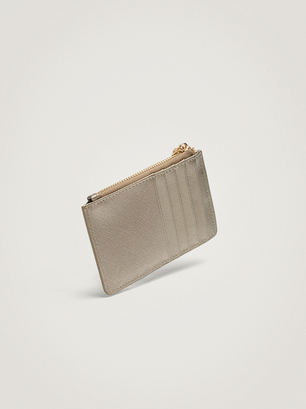Card Holder With Coin Purse, Silver, hi-res