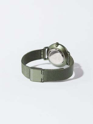 Watch With Steel Wristband, Khaki, hi-res