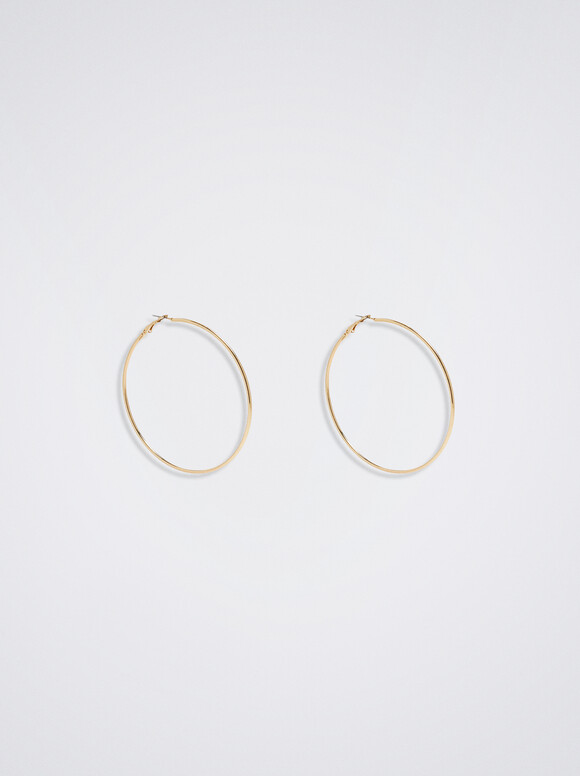 Basic Large Hoop Earrings, Golden, hi-res