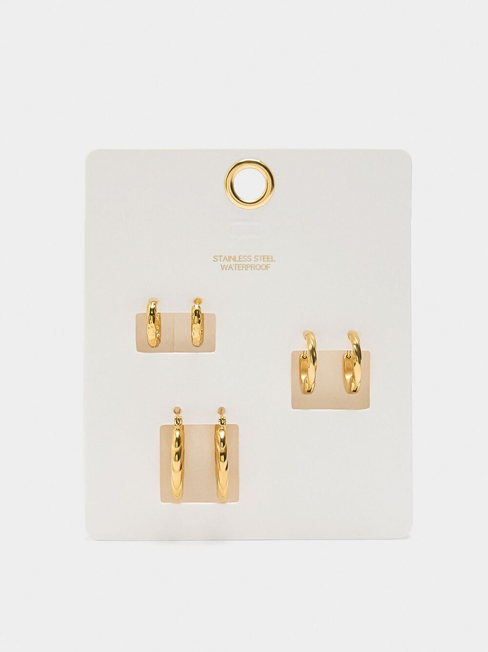 Set of golden hoop earrings - stainless steel
