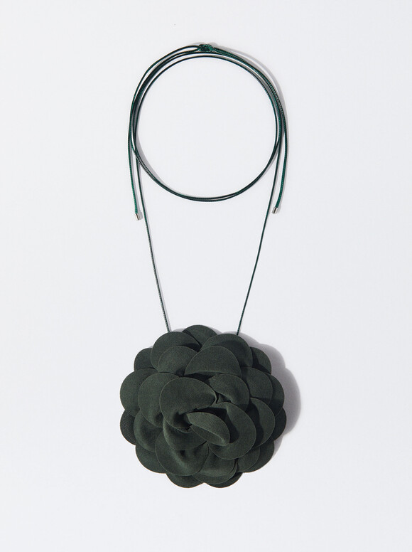 Flower Choker Necklace, Khaki, hi-res