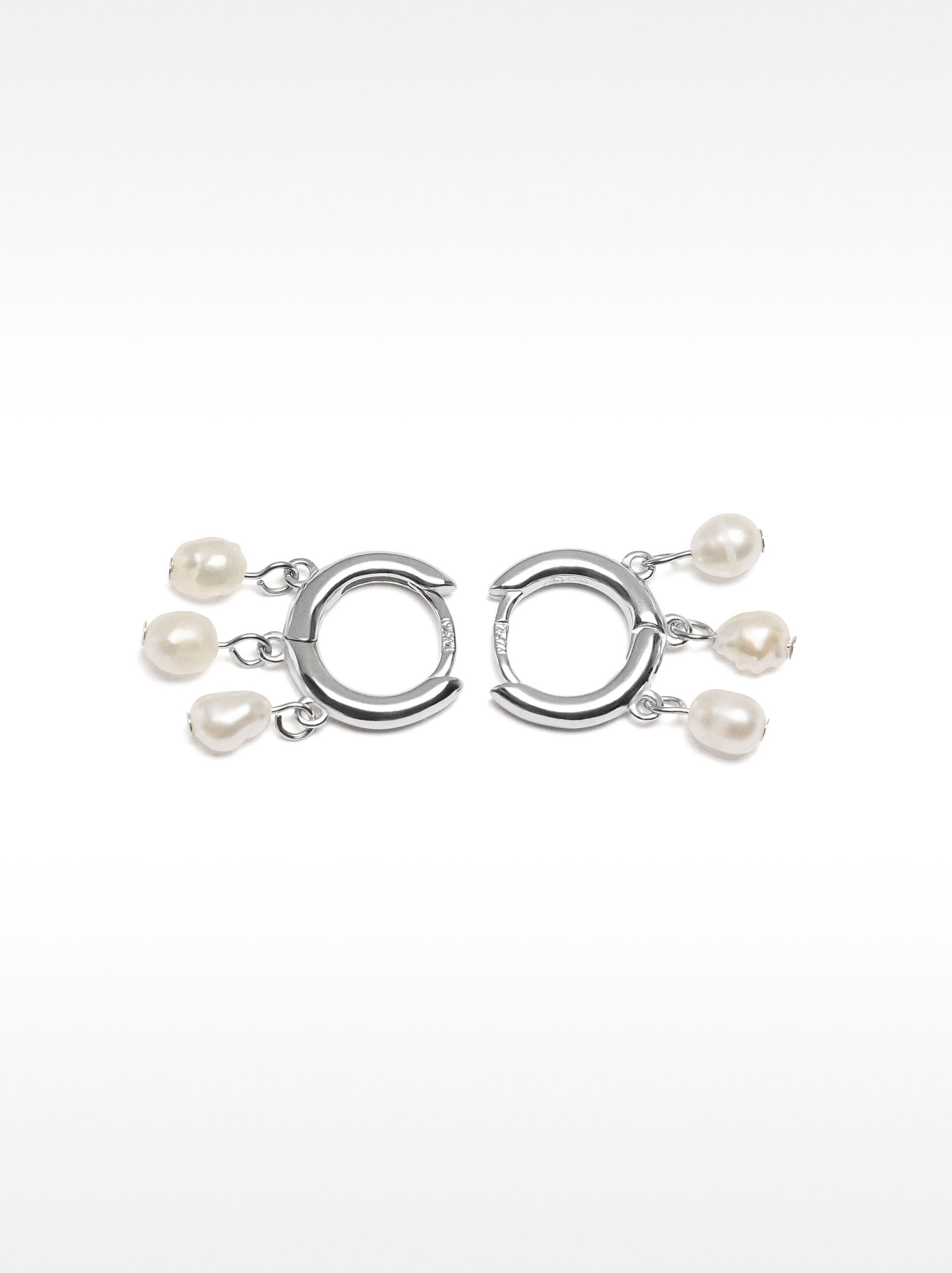 Hoop earrings with pearls - 925 sterling silver image number 3.0