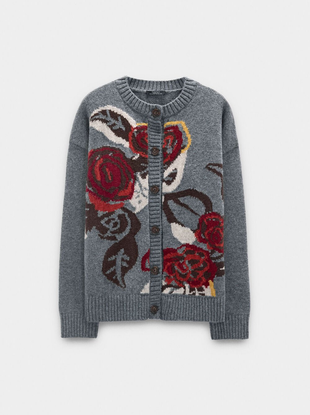 Cardigan de malha jacquard floral