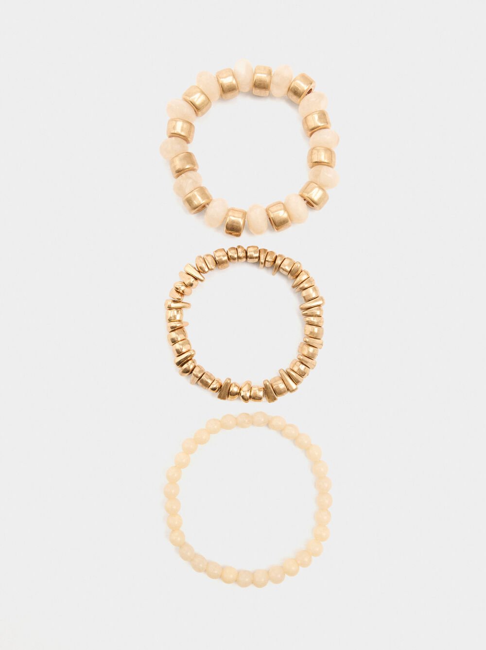 Set of elastic bracelets with stone effect