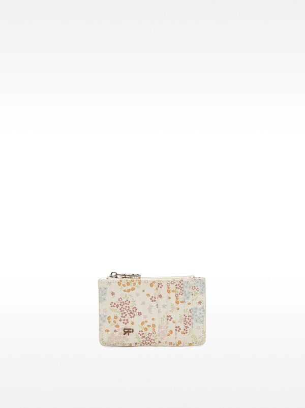 Card holder with textured floral print