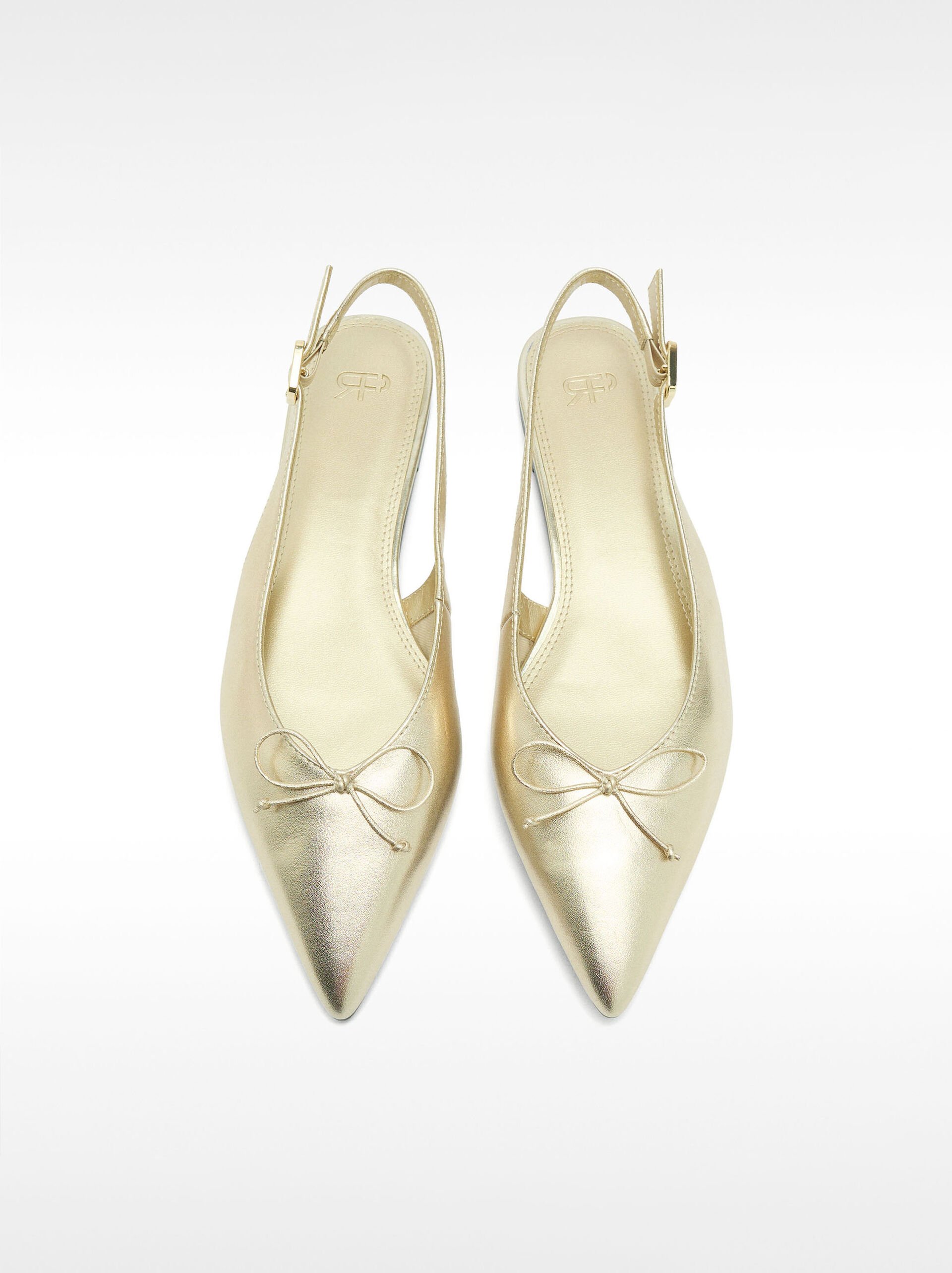 Metallic leather slingback ballet flats image number 5.0