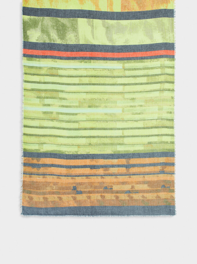 Printed Scarf Made From Recycled Materials, Multicolor, hi-res
