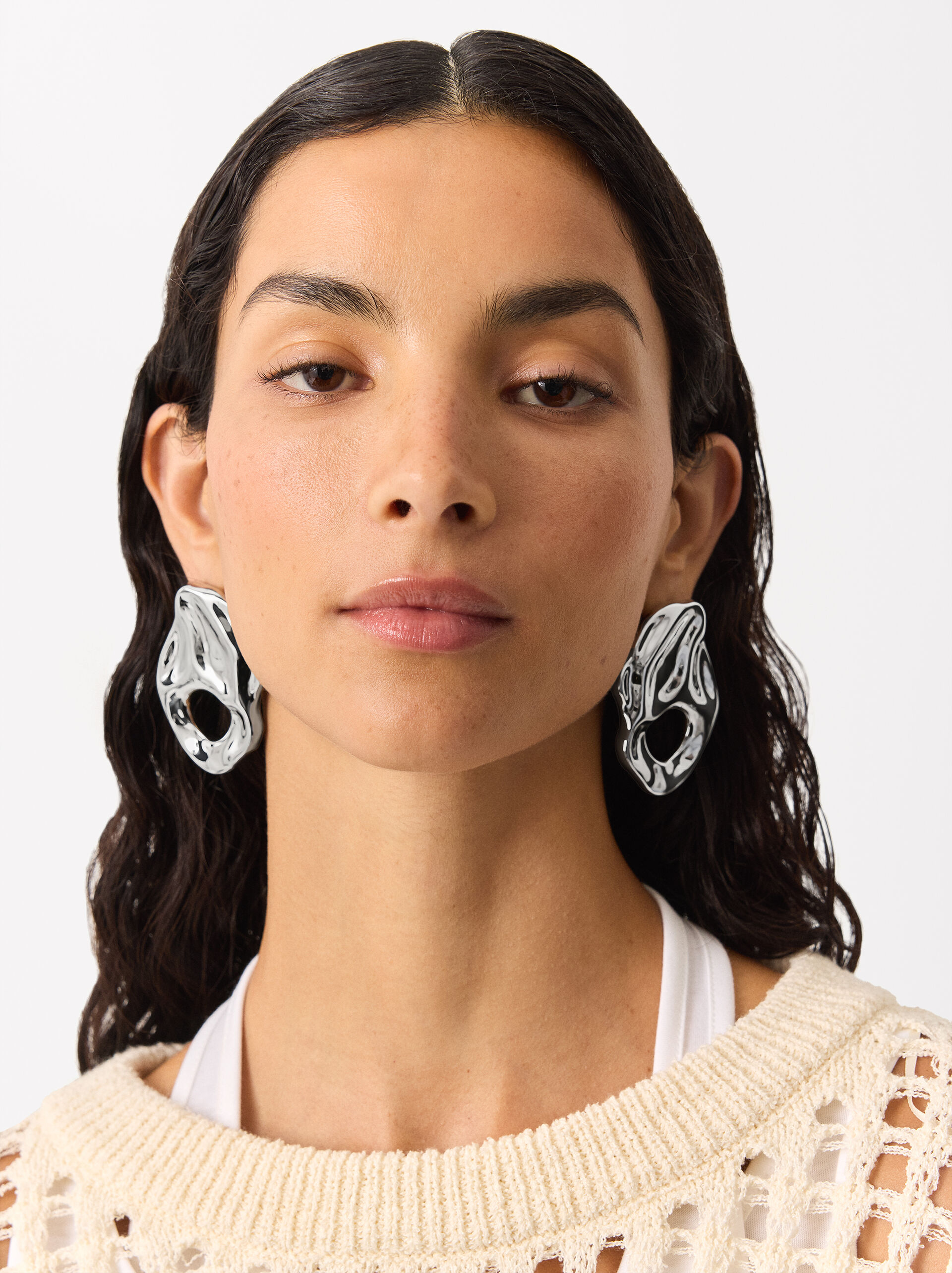 Online Exclusive - Irregular Silver Earrings image number 1.0