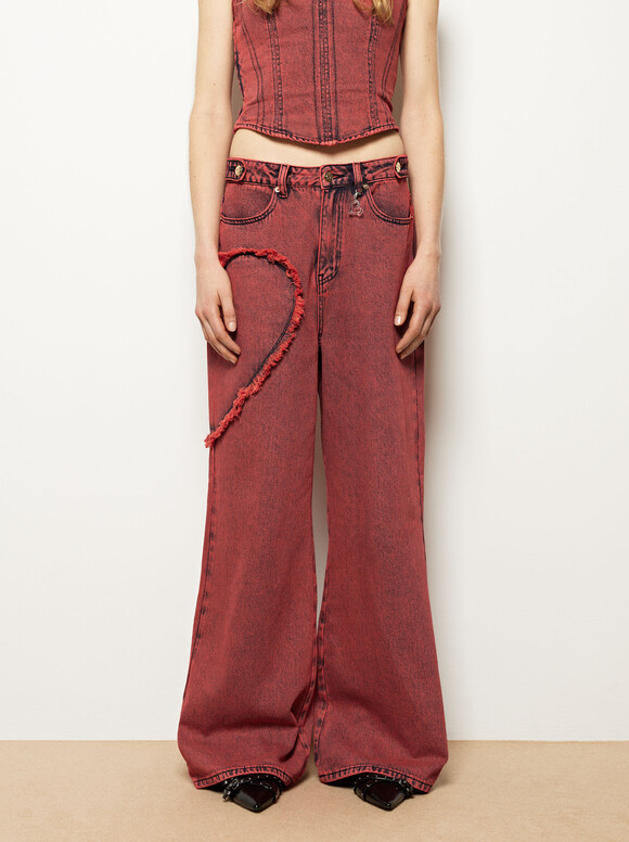 Online Exclusive - Heart Jeans, Red, hi-res