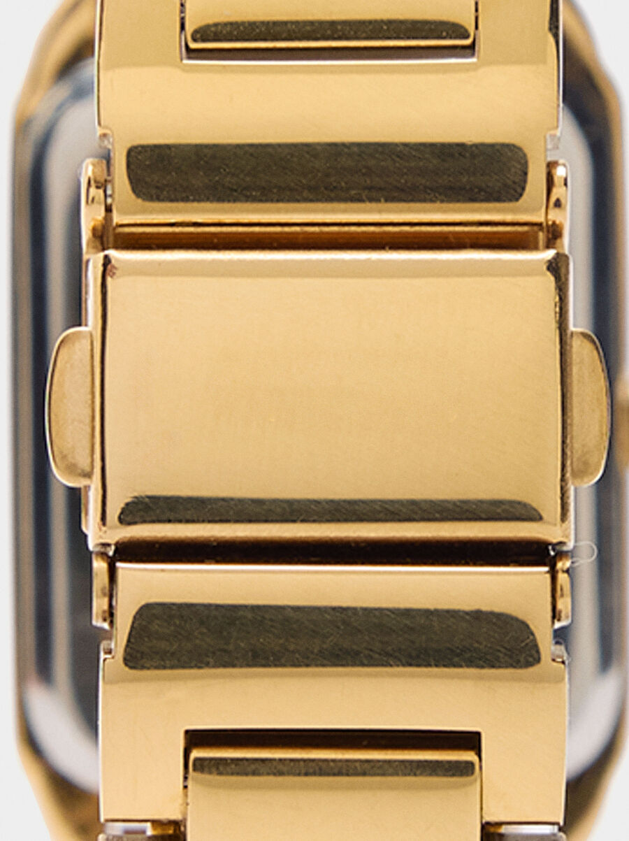 Rectangular watch with stainless steel bracelet