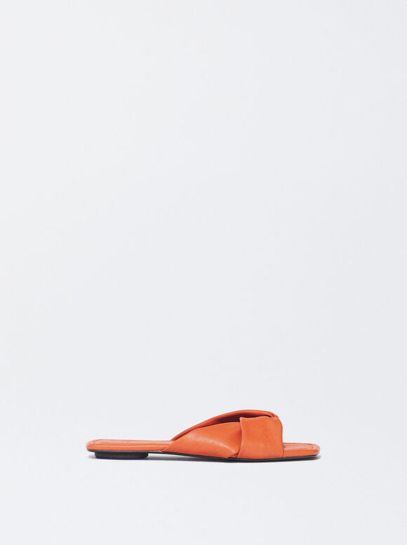 Online Exclusive - Flat Sandals With Knots, Orange, hi-res