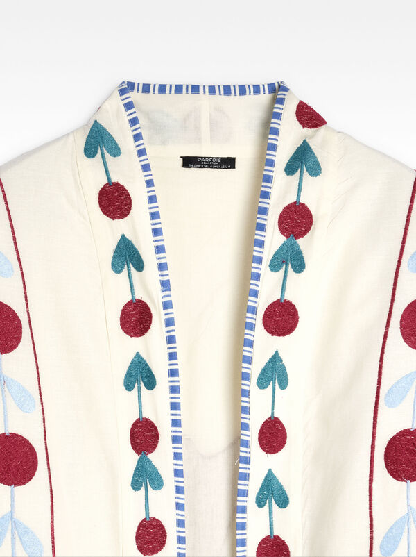 100% cotton kimono with floral embroidery