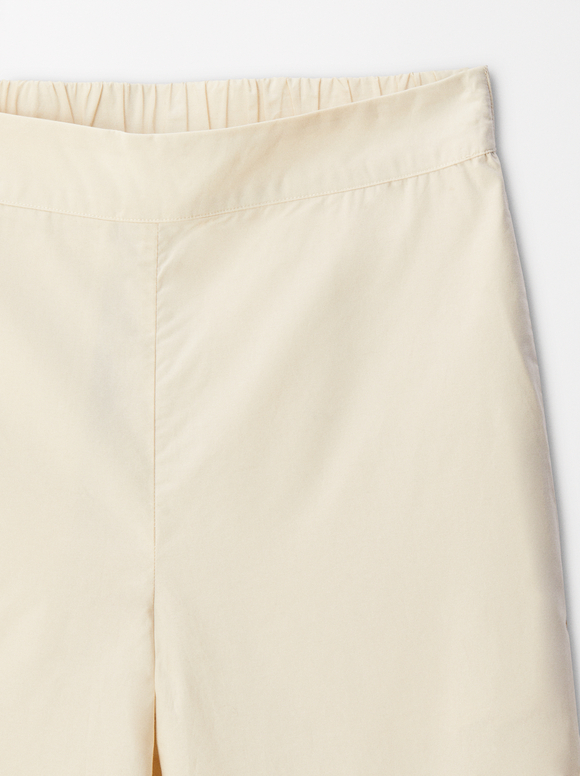 Loose-Fitting Trousers With Elastic Waistband, Ecru, hi-res