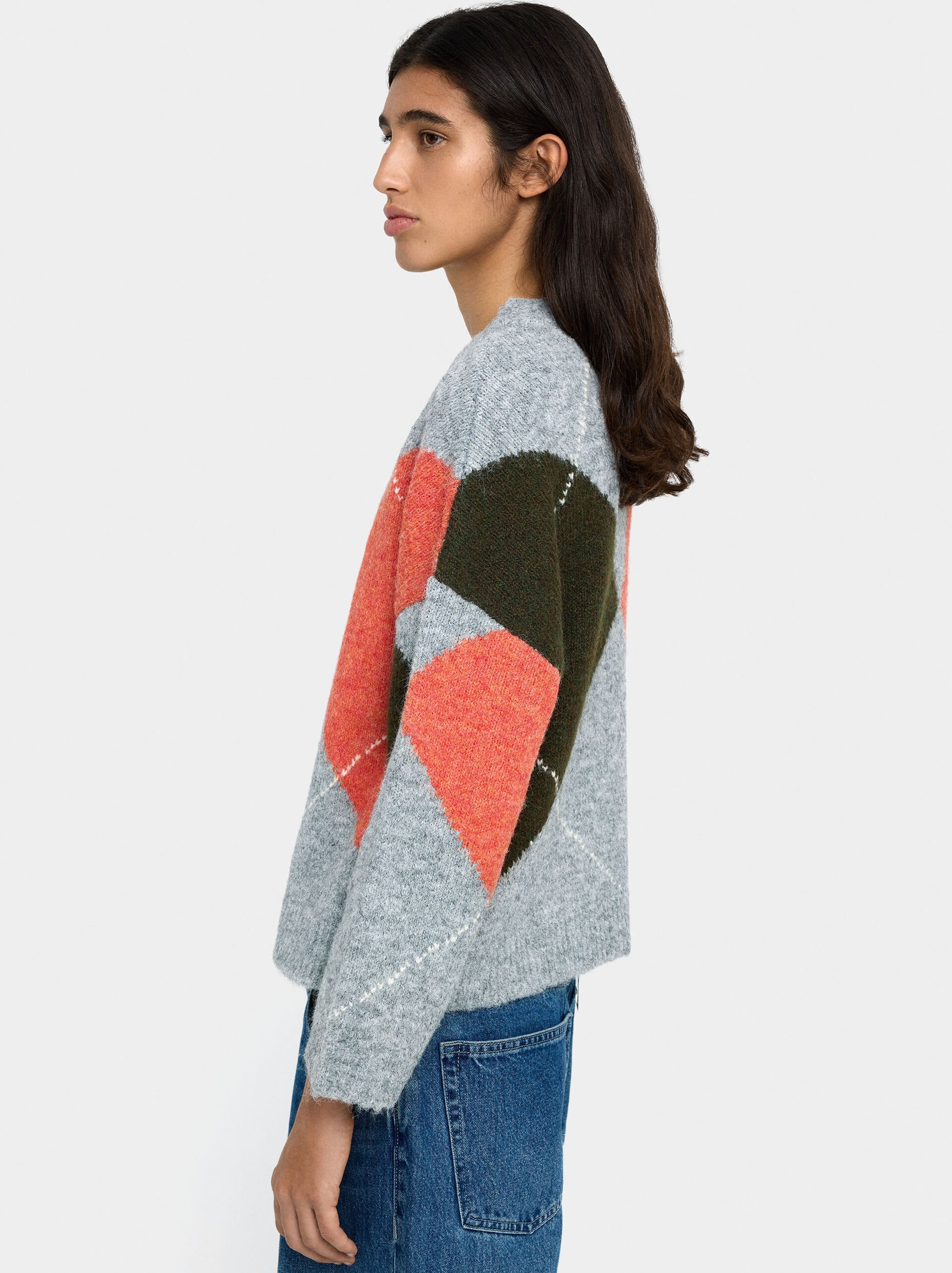 Sweater with jacquard knit image number 2.0