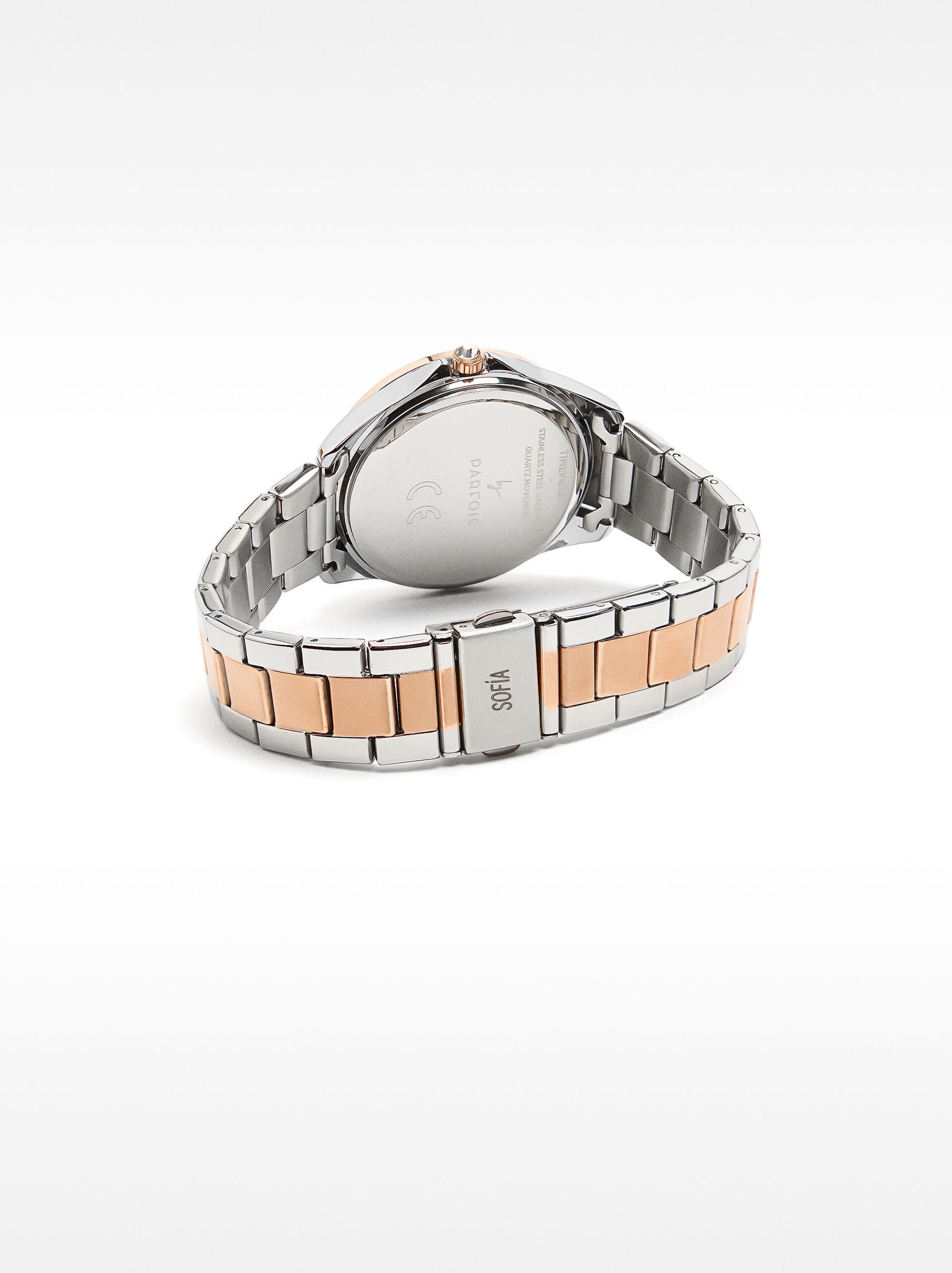 Reloj de pulsera de acero inoxidable bicolor image number 1.0