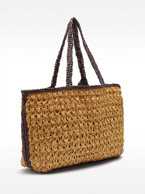 Shopper bag with braided straw effect