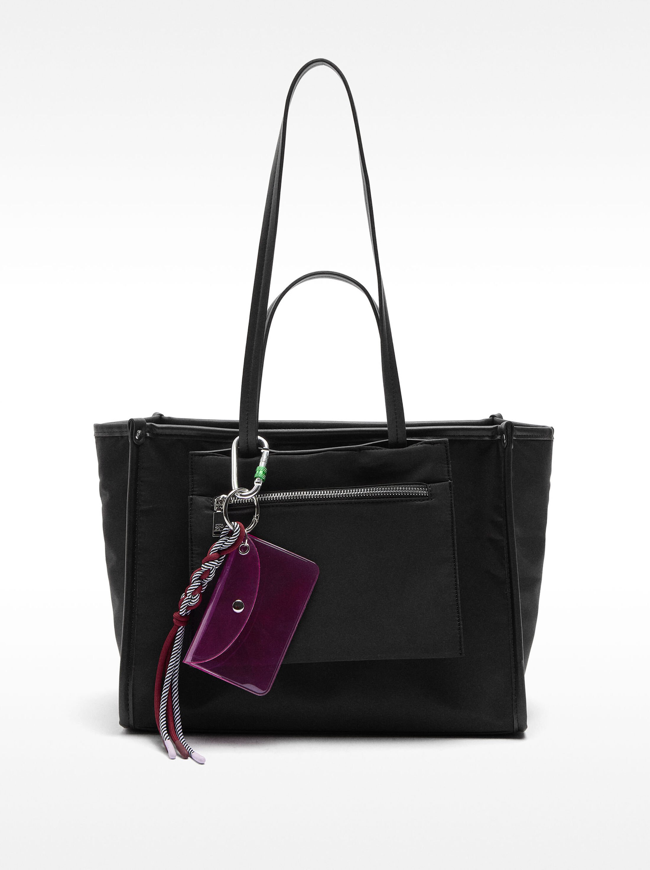 Nylon shopper bag with pendant image number 0.0