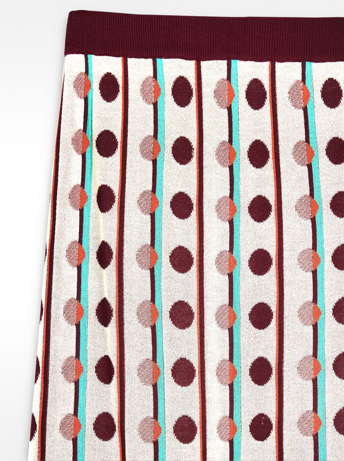 Falda midi de punto jacquard de lunares