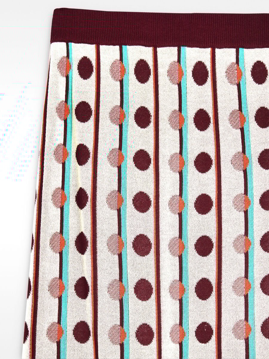 Midi skirt in jacquard knit with polka dots