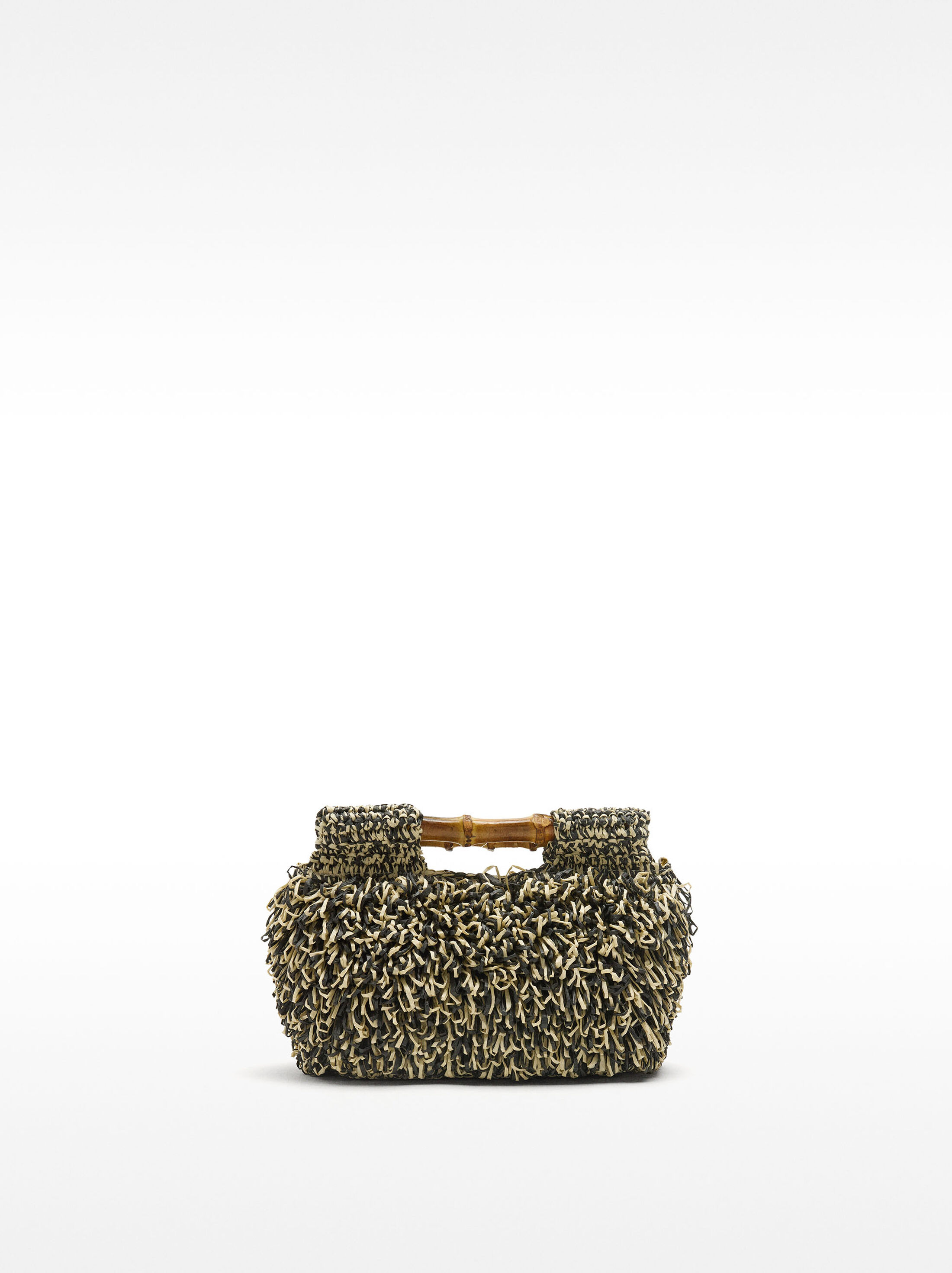 Straw-effect handbag with bamboo image number 0.0