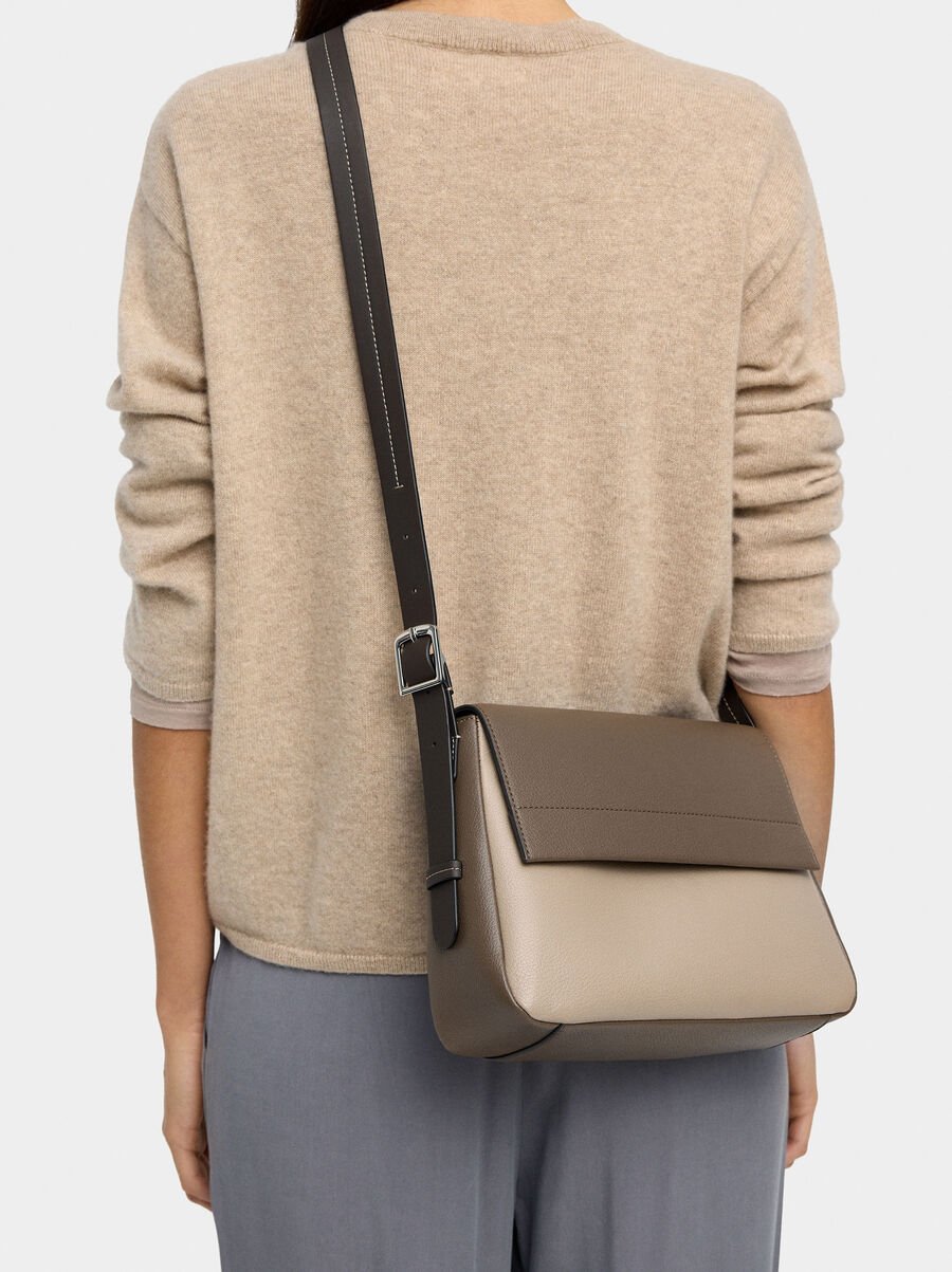 Color block crossbody bag with flap