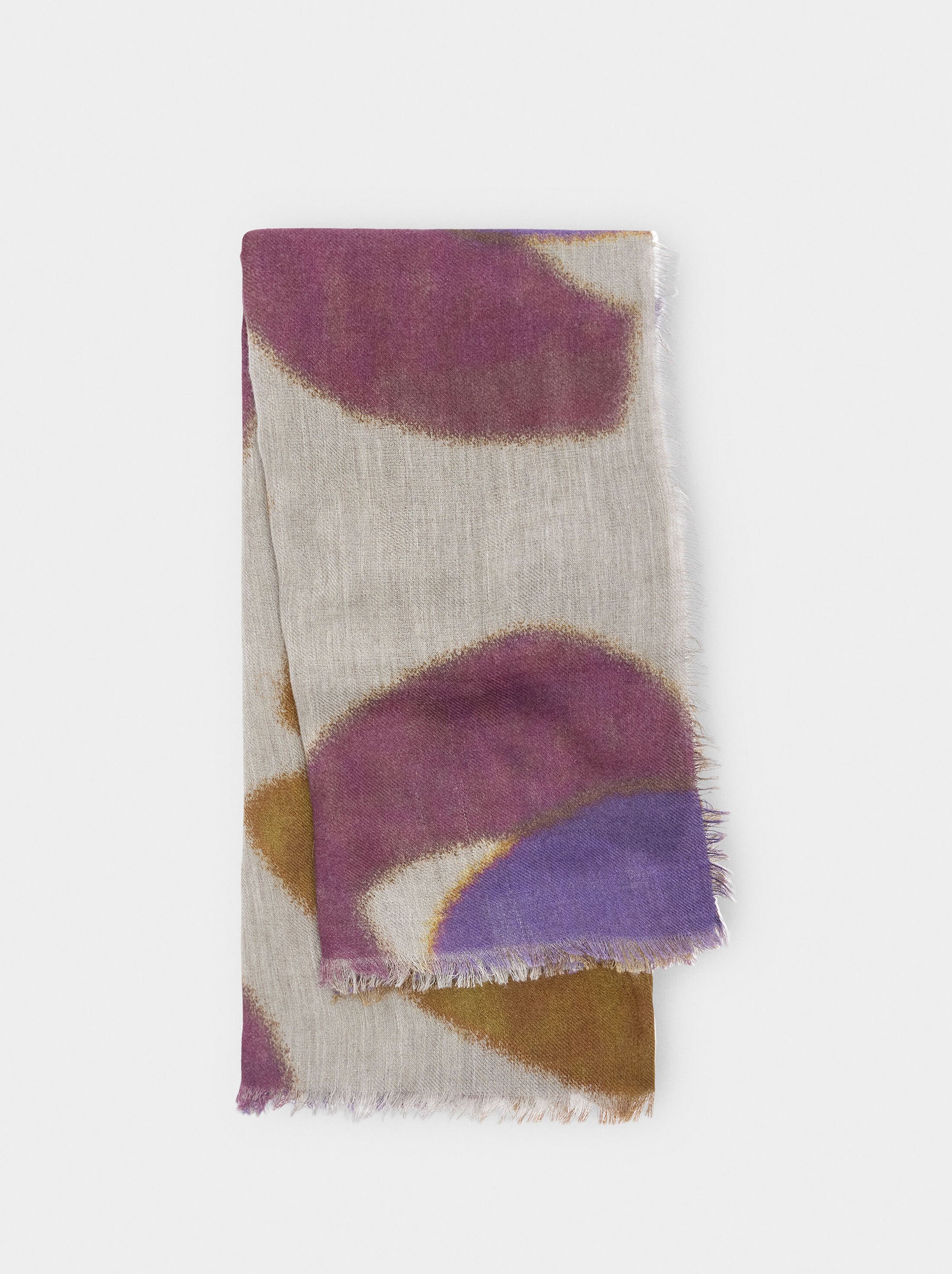 Printed scarf made of wool and cotton image number 0.0