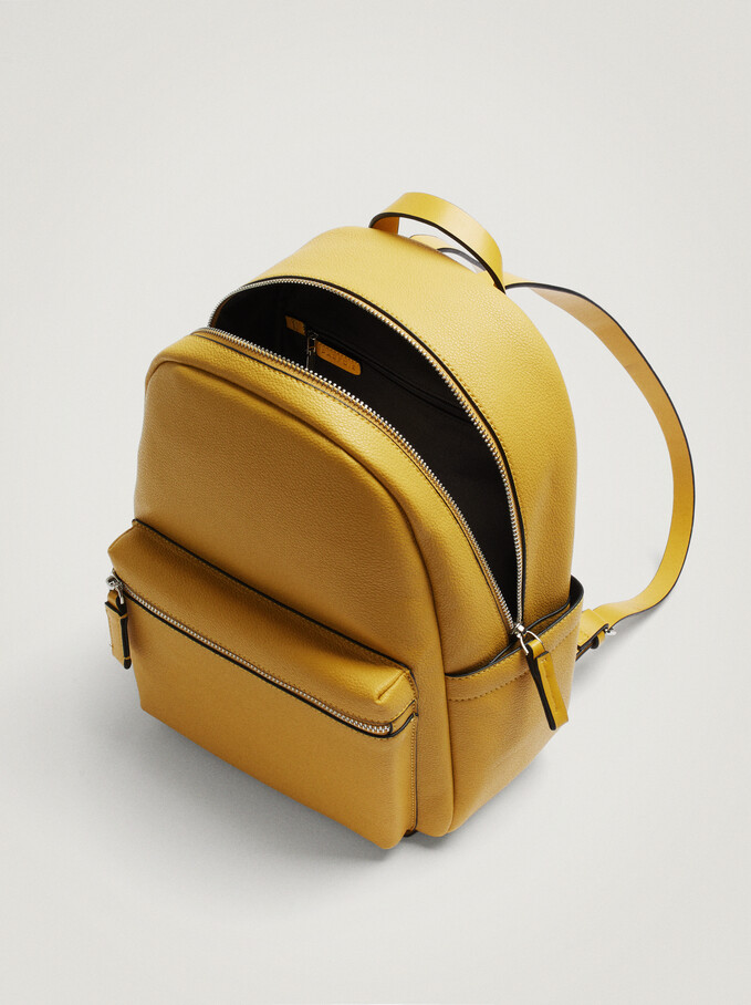 Backpack With Outer Pockets, Yellow, hi-res