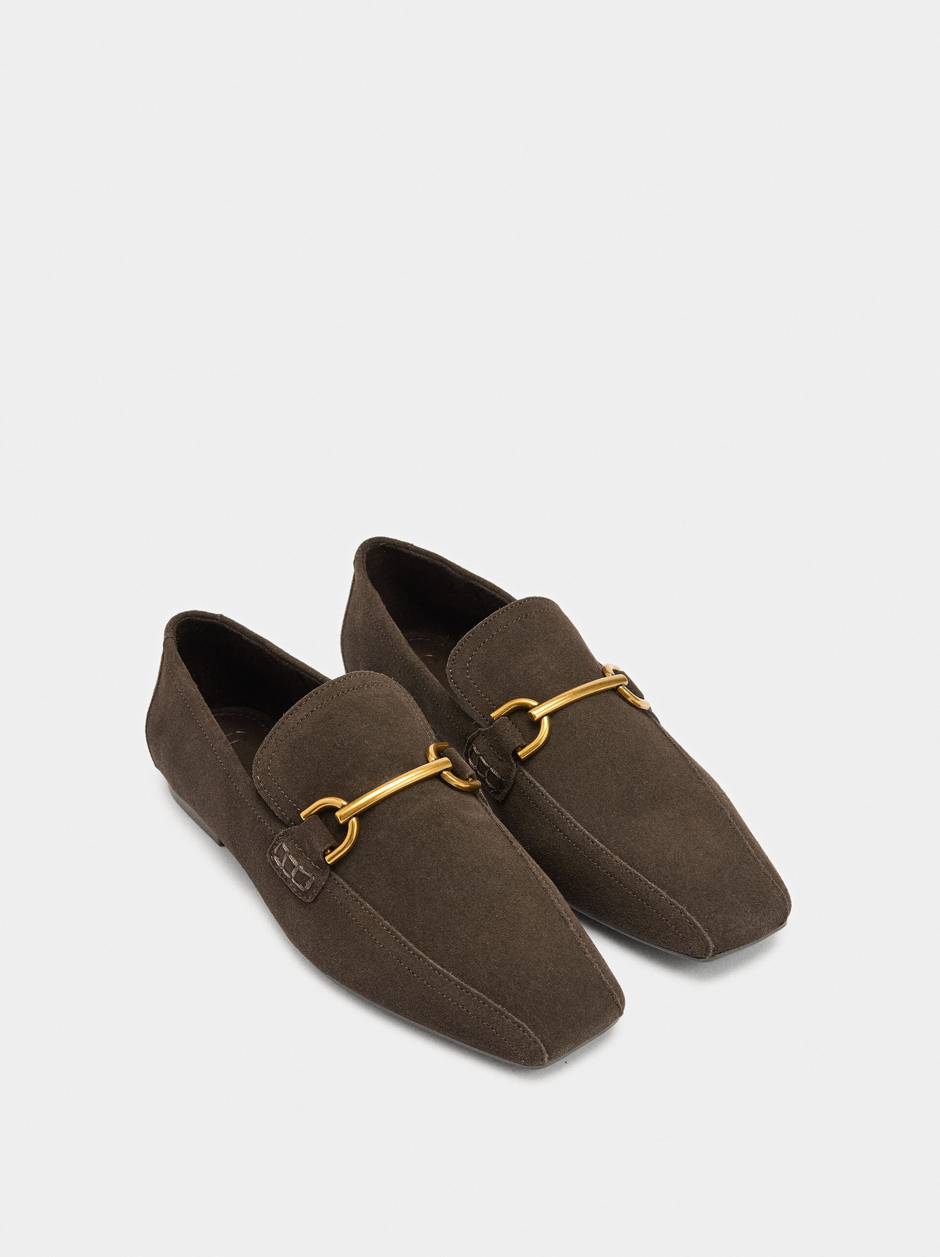 Leather moccasins with metallic detail image number 2.0