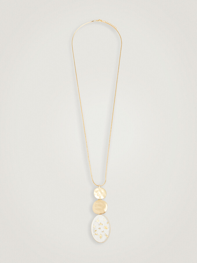 Long Necklace With Pendants, White, hi-res