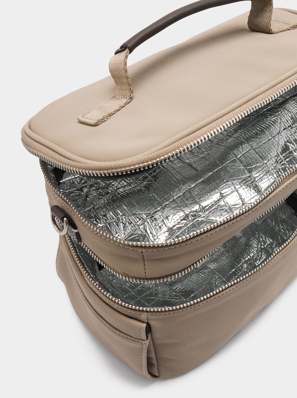 Plain lunch bag with nylon effect