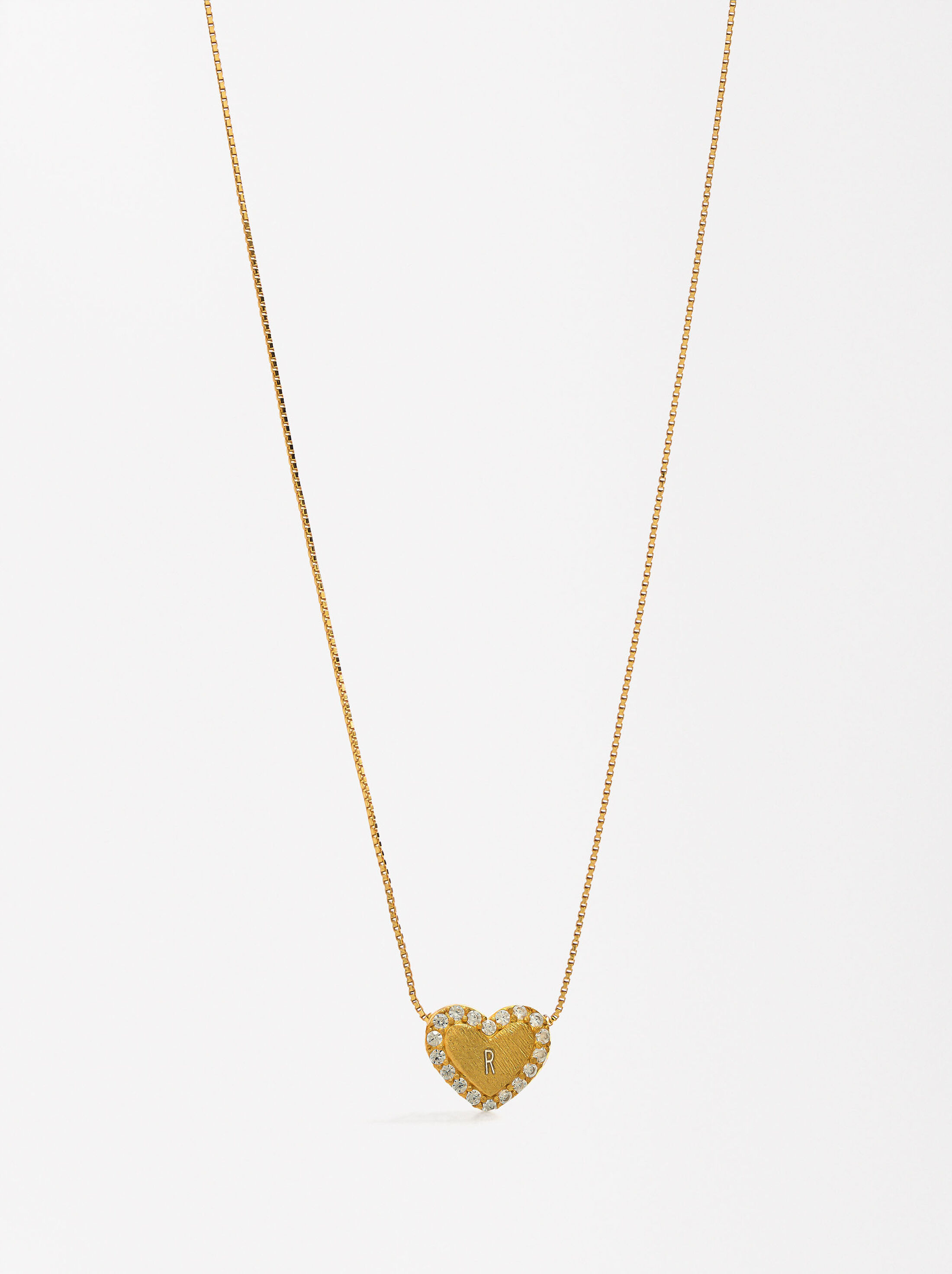 Heart pendant necklace with zirconia - 925 sterling silver image number 0.0