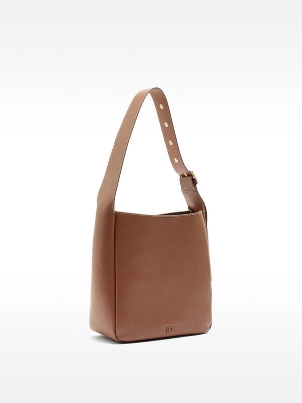 Straw-effect shoulder bag 
