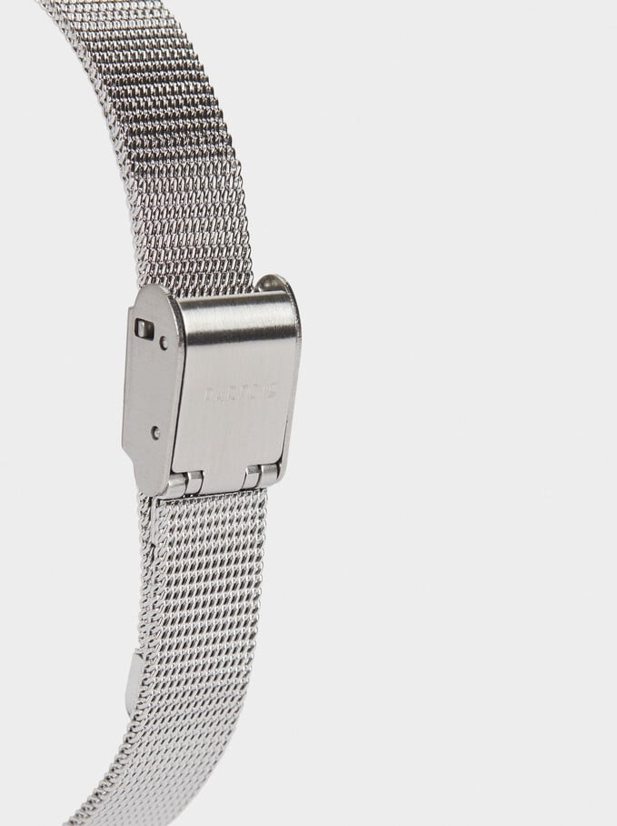 Watch With Stainless Steel Metallic Mesh Strap, Grey, hi-res
