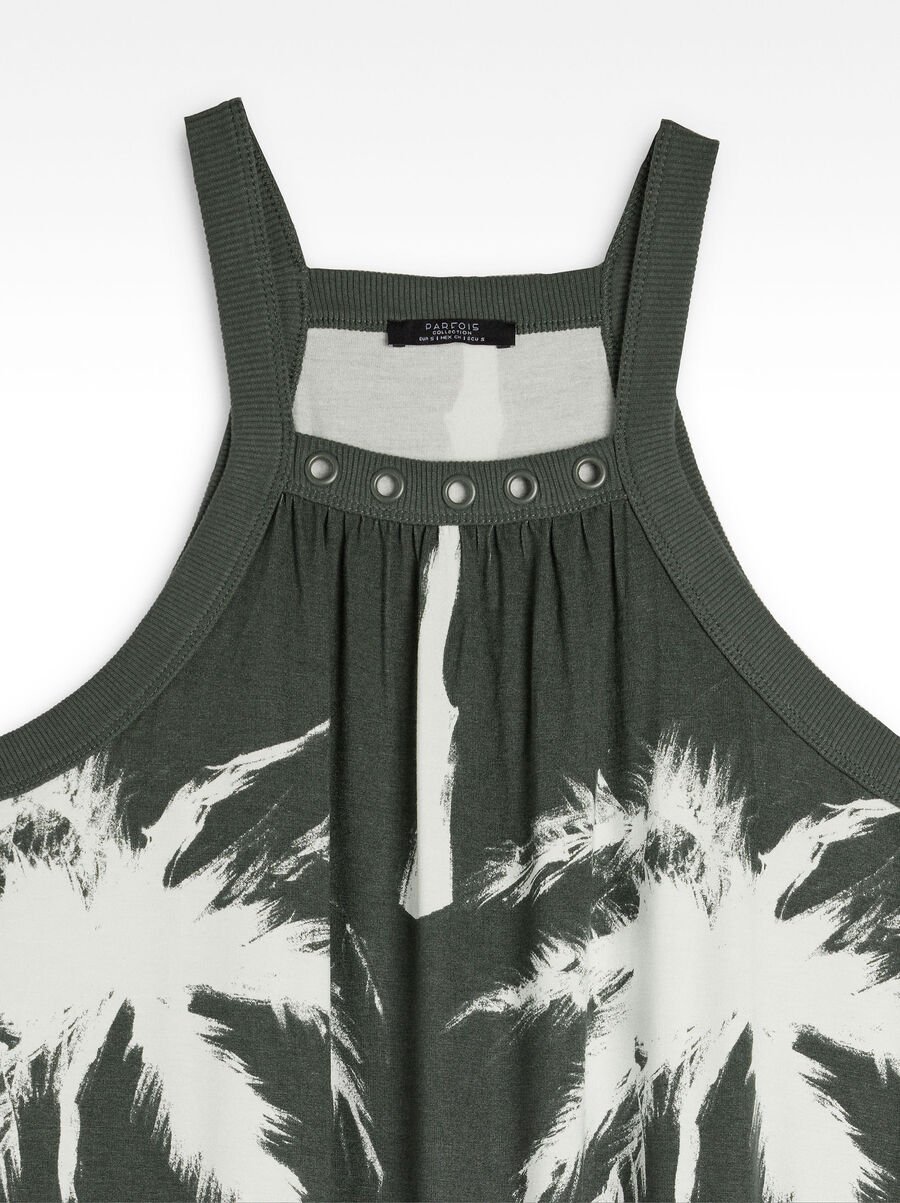 Vestido largo con estampado de palmeras