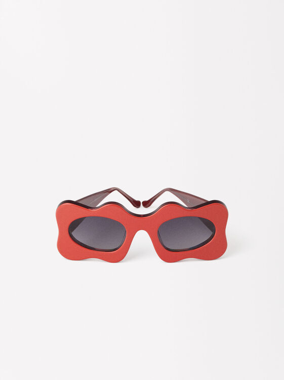 Gafas De Sol Cuadradas De Acetato, Rojo, hi-res