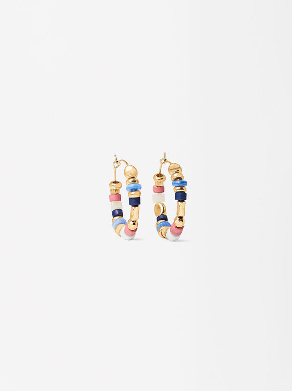 Boucles D'Oreilles Anneaux Avec Perles, Multicolore, hi-res