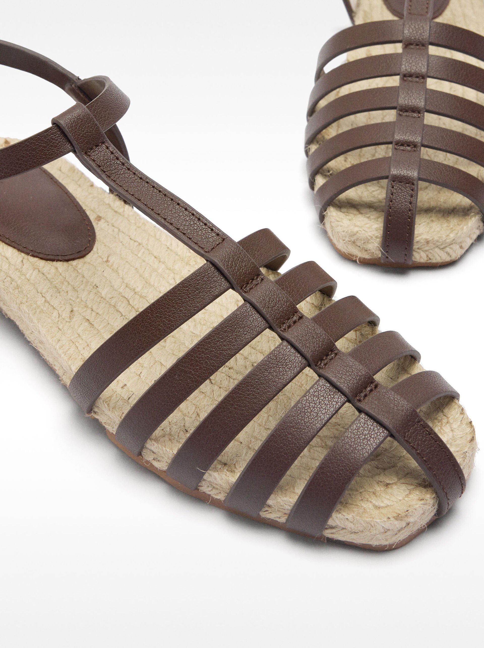 Sandales en cuir avec lanières et jute image number 5.0