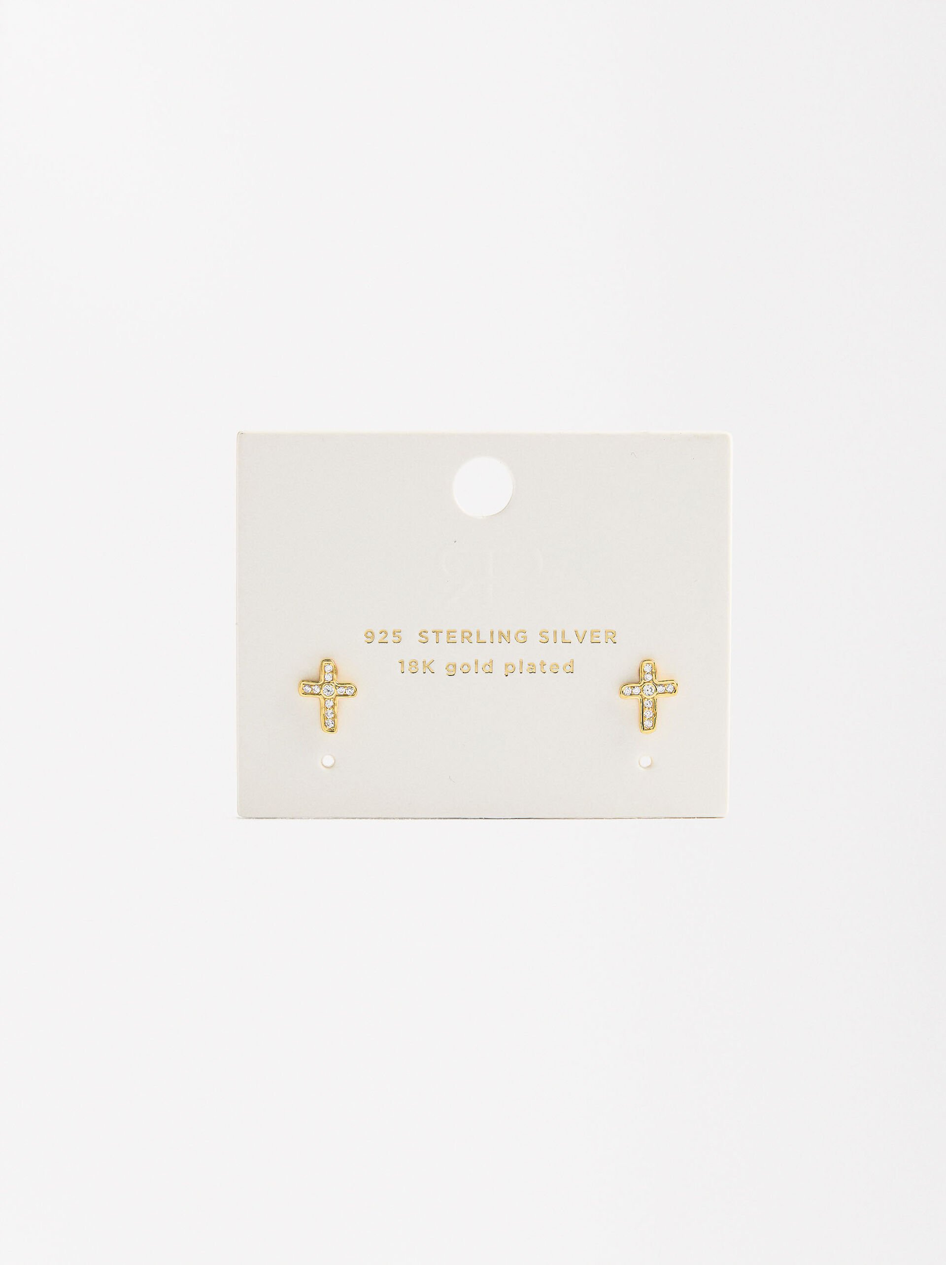 Cross zirconia earrings - 925 sterling silver image number 4.0