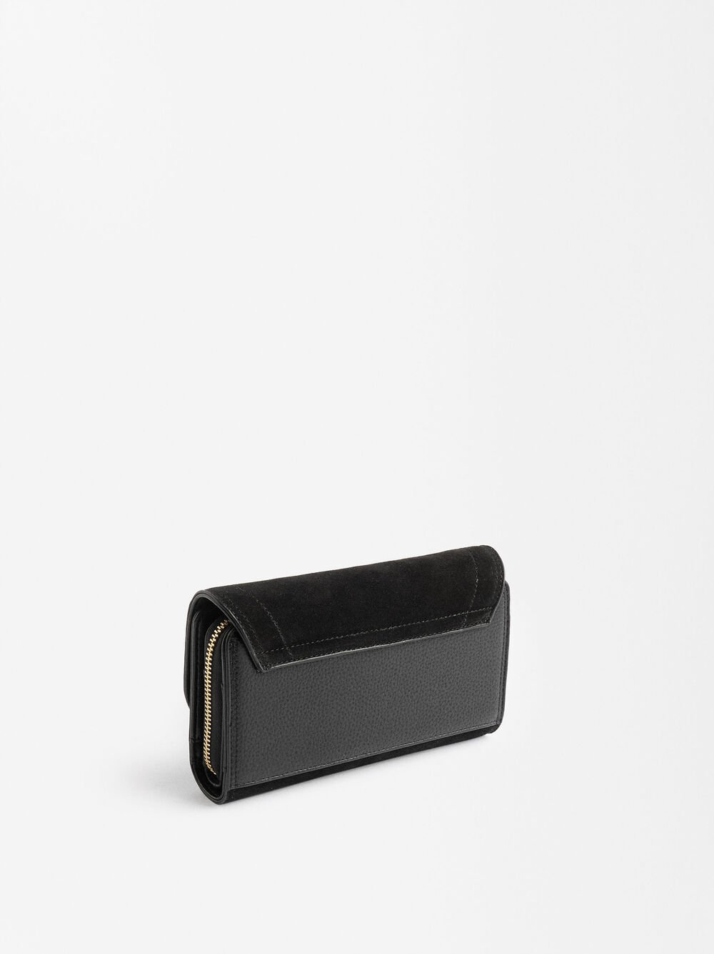 Leather coin purse with flap closure